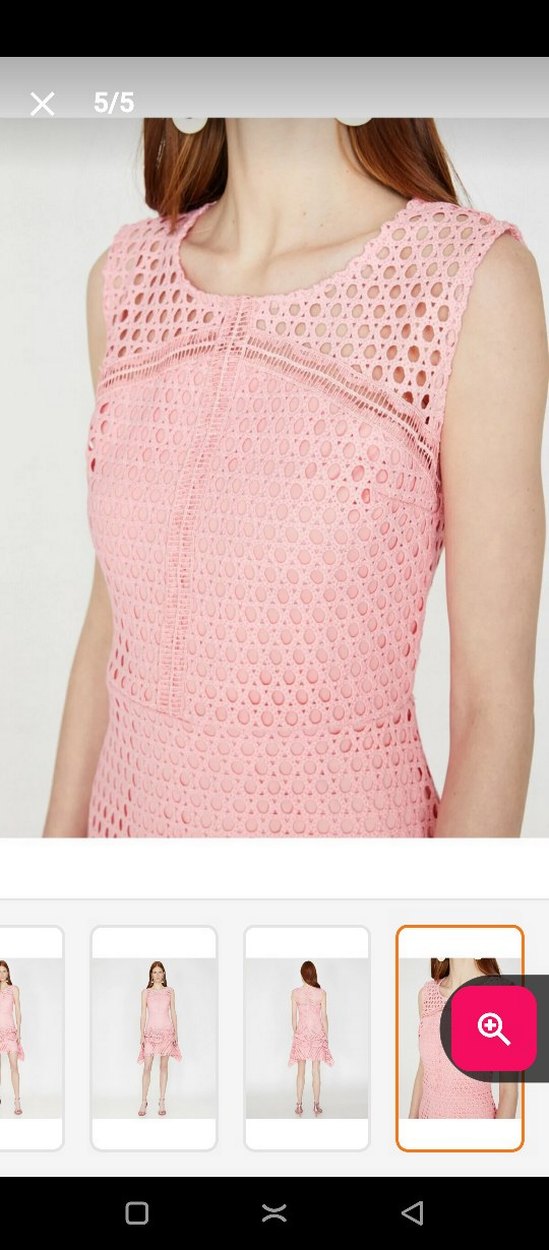 Puantiyeli Fırfırlı Mini Pembe Elbise - Görsel 3