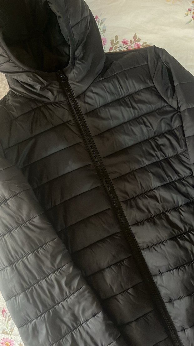 Kadın Siyah Kapüşonlu Fermuarlı Mont - Görsel 2