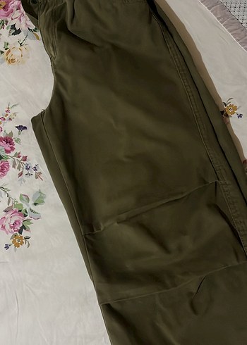 Kadın Haki Pamuklu Rahat Kesim Paraşüt Pantalon - Görsel 2