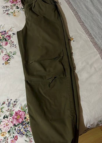 Kadın Haki Pamuklu Rahat Kesim Paraşüt Pantalon - Görsel 3