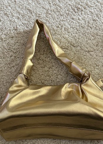 Parlak Altın Renkli Deri Kadın Çanta - Görsel 3