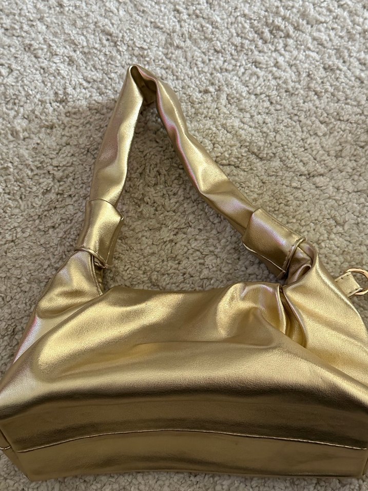 Parlak Altın Renkli Deri Kadın Çanta - Görsel 3