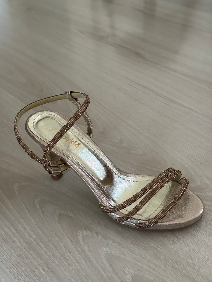 Bej Parlak Yılan Desenli Stiletto Topuklu Kadın Ayakkabı - Görsel 2