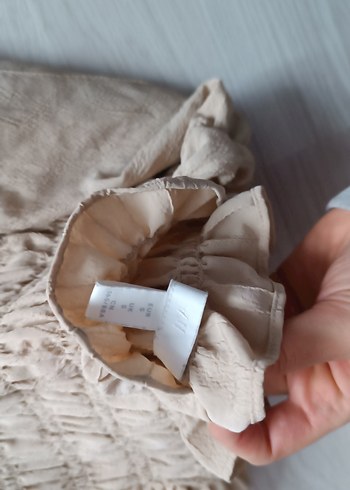 H&M marj
kalı Bej Keten Fırfırlı Bohem Kadın Bluz - Görsel 6