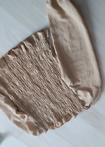 H&M marj
kalı Bej Keten Fırfırlı Bohem Kadın Bluz - Görsel 7