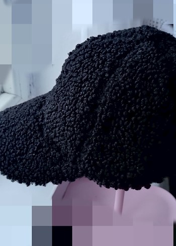 Siyah Peluş Kadın Şapka - Görsel 4