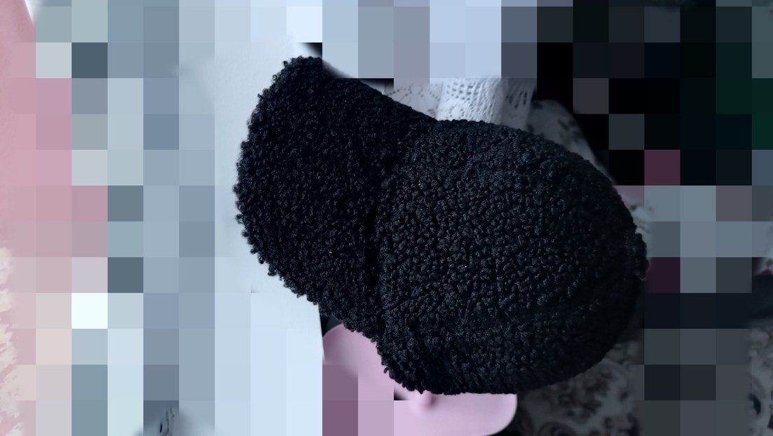 Siyah Peluş Kadın Şapka - Görsel 5