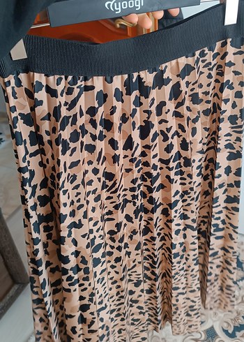 Kahverengi Leopar Desenli Uzun Piliseli Etek - Görsel 6