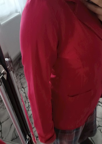 Kırmızı Kadın Düğmeli Midi Blazer - Görsel 18