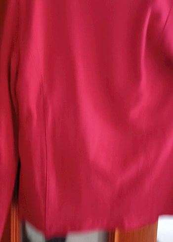Kırmızı Kadın Düğmeli Midi Blazer - Görsel 13