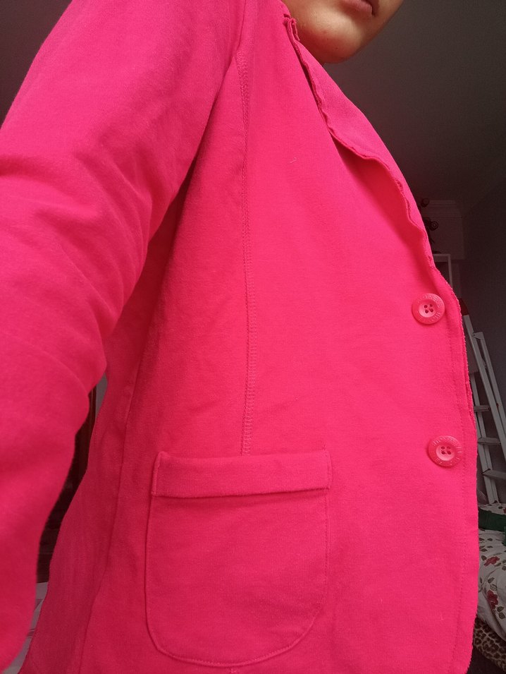 Kırmızı Kadın Düğmeli Midi Blazer - Görsel 4