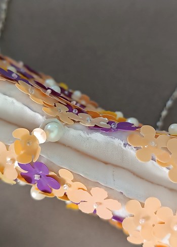 nakışlı boncuklu pullu çanta - Görsel 5