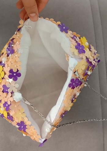 nakışlı boncuklu pullu çanta - Görsel 9