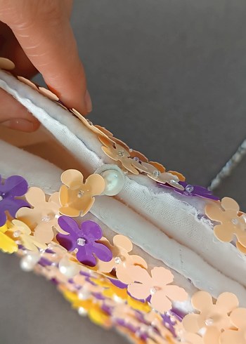 nakışlı boncuklu pullu çanta - Görsel 6