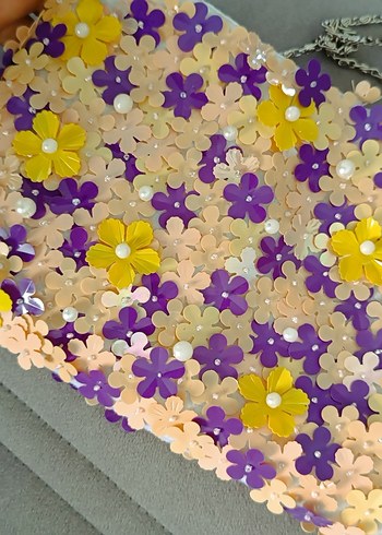 nakışlı boncuklu pullu çanta - Görsel 4