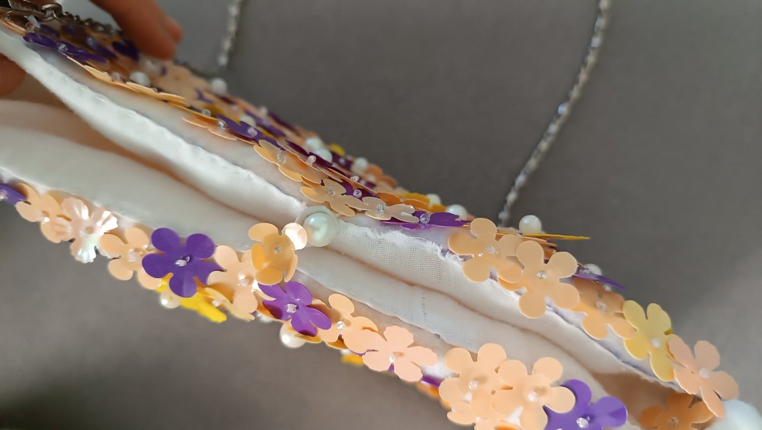 nakışlı boncuklu pullu çanta - Görsel 5