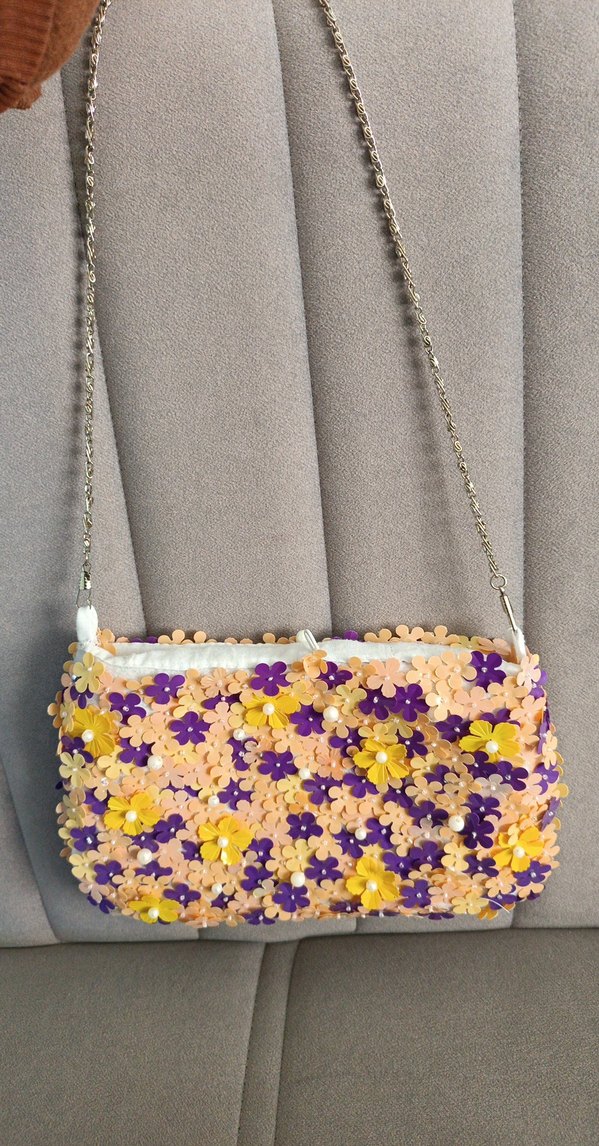 nakışlı boncuklu pullu çanta - Görsel 3