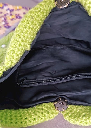 Yeşil Örgü Kadın Çanta İnci Detaylı bohem tatail için uygun - Görsel 8