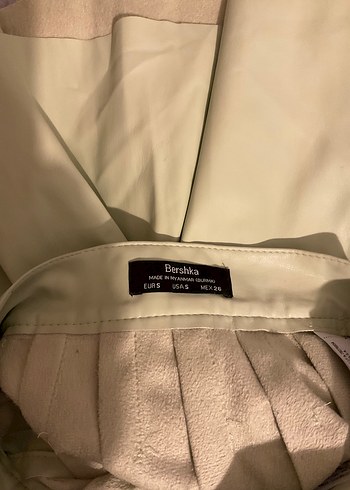 Bershka Bej Pliseli Midi Mini Etek