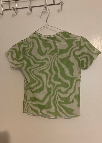 Diğer Kızlar için Yeşil Tie-Dye Transparan Kısa Kollu Tişört