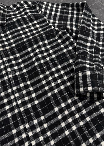 Unisex Siyah Kareli Uzun Kollu Gömlek - Görsel 3