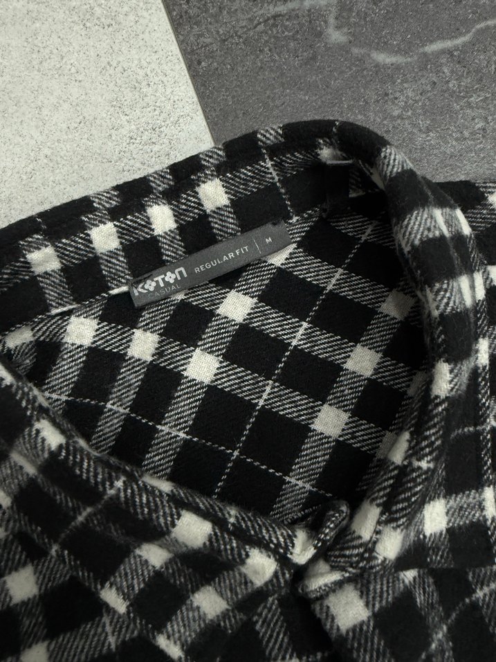 Unisex Siyah Kareli Uzun Kollu Gömlek - Görsel 2