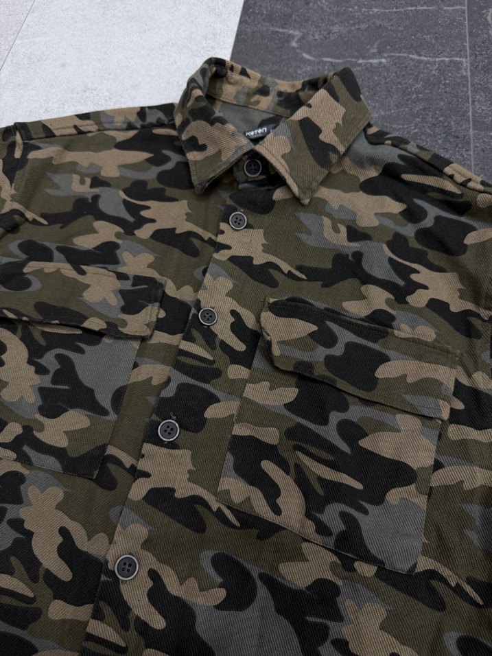 Erkek Kamuflaj Desenli Rahat Kesim Gömlek - Görsel 2