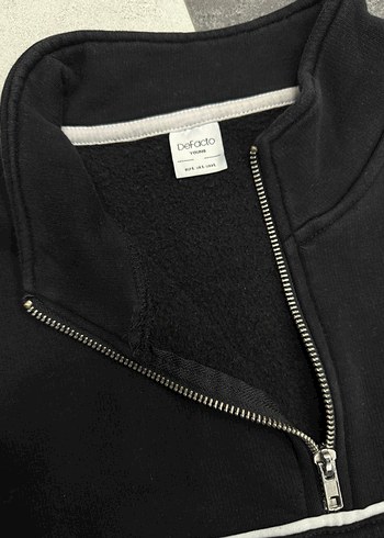 Erkek Siyah Yarım Fermuarlı Manhattan Sweatshirt - Görsel 2