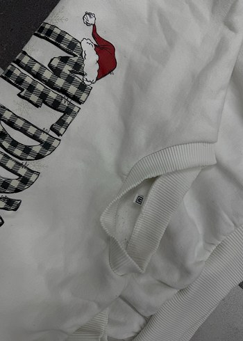 Beyaz Baskılı Rahat Kesim Sweatshirt - Görsel 5