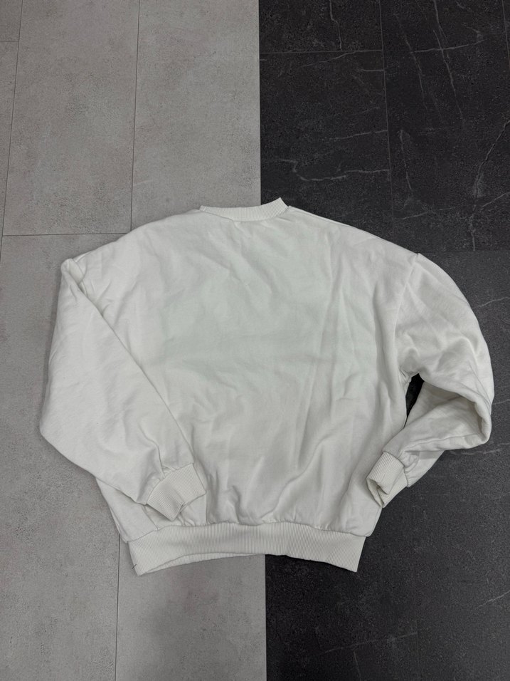 Beyaz Baskılı Rahat Kesim Sweatshirt - Görsel 4