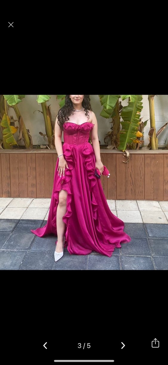 AlfaBeta Pembe Straplez Uzun Elbise - Görsel 3