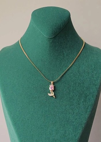 Çelik İtalyan Gül Pembe Kolye (Sıfır)