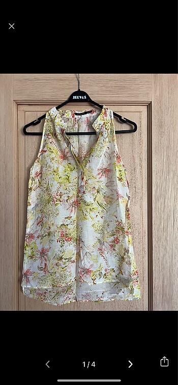 Massimo Dutti Çiçekli Keten Bluz
