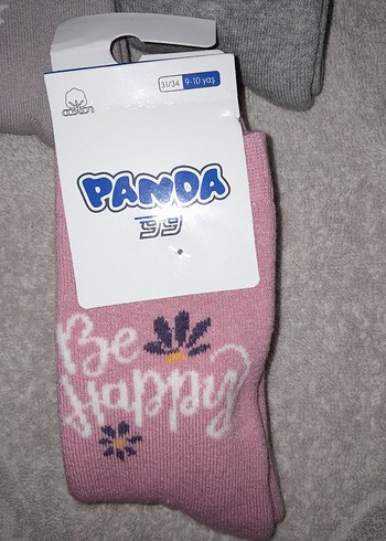 Kız Çocuk Havlu Baskılı Gri ve Pembe Çoraplar yaş 9-10 - Görsel 2