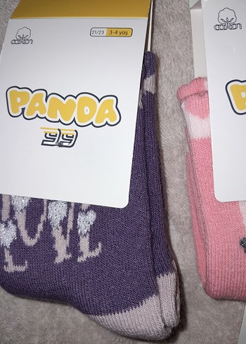 Kız Çocuk Havlu  Pembe Desenli Polar Çorap 3- 4 yaş - Görsel 2