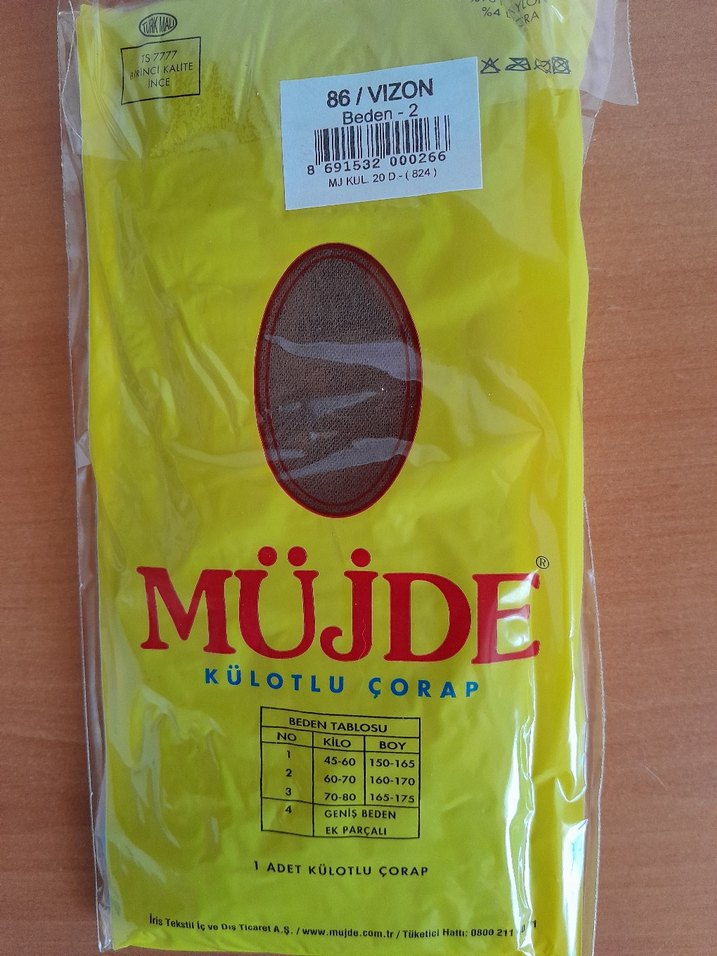 MÜJDE Kadın kilotlu çorap 86 vizon ,38 bronz,siyah 2 beden - Görsel 3