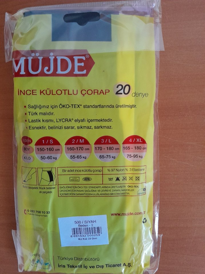 MÜJDE Kadın kilotlu çorap 86 vizon ,38 bronz,siyah 2 beden - Görsel 4