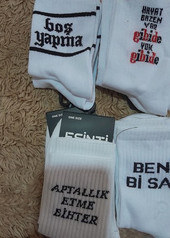 Baskılı Kısa Beyaz Çorap - Görsel 5