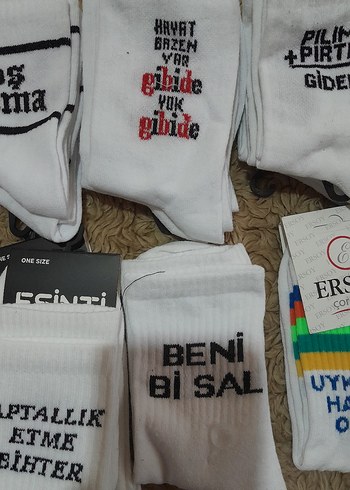 Baskılı Kısa Beyaz Çorap - Görsel 7