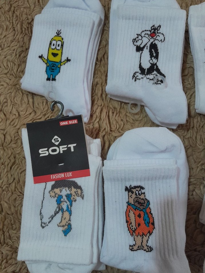 Baskılı Kısa Beyaz Çorap - Görsel 2