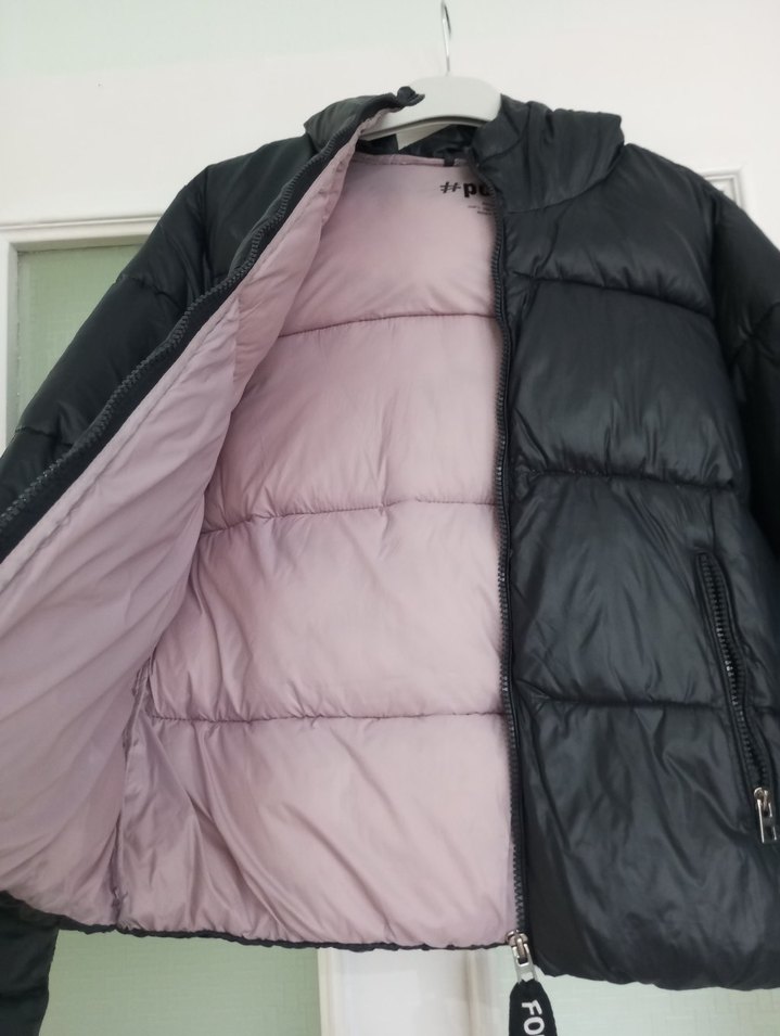 Kadın Siyah Fermuarlı Kısa Mont - Görsel 4