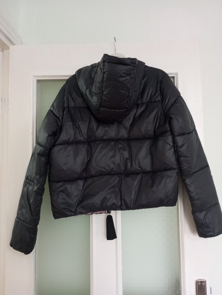 Kadın Siyah Fermuarlı Kısa Mont - Görsel 3