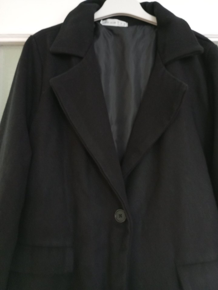 Tek Düğmeli Siyah Klasik Kaban - Görsel 2