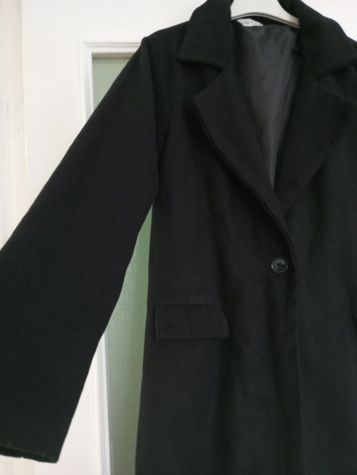 Tek Düğmeli Siyah Klasik Kaban - Görsel 3