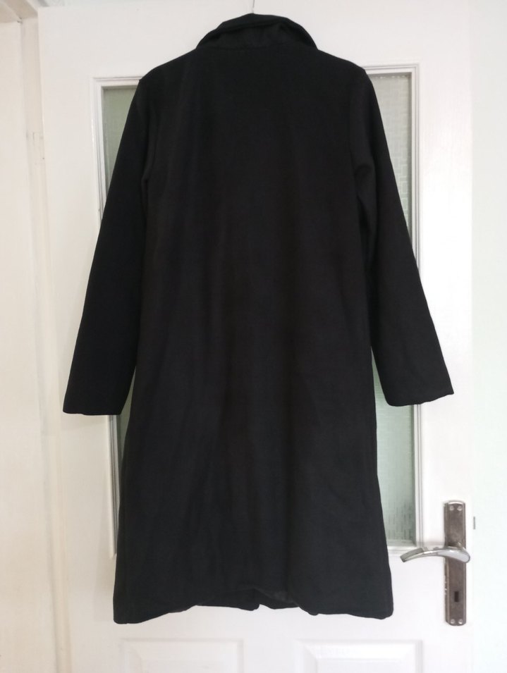 Tek Düğmeli Siyah Klasik Kaban - Görsel 4