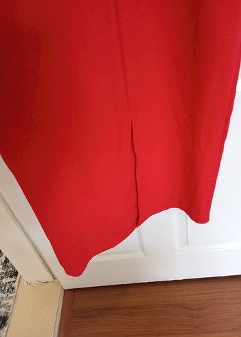 Kırmızı Drapeli Uzun Abiye Elbise - Görsel 5