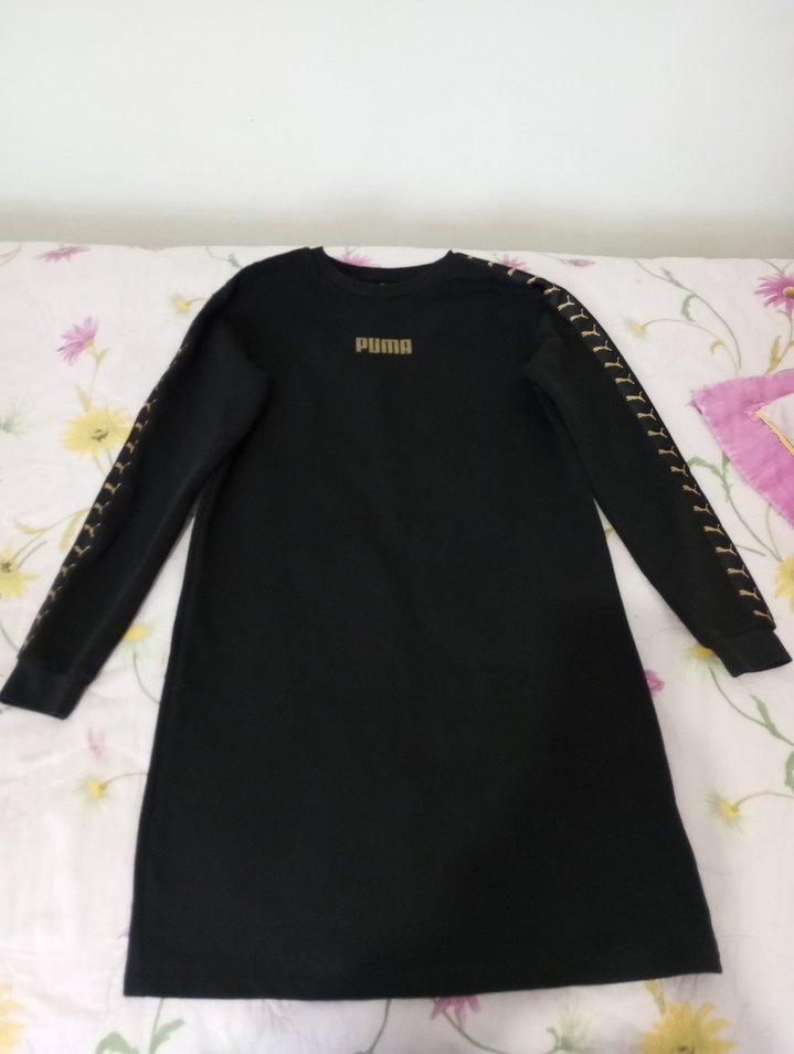 Puma Siyah Uzun Kollu Baskılı Kız Elbisesi - Görsel 2