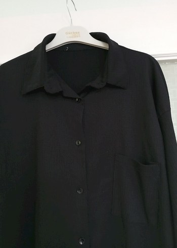 Bej Uzun Kollu Keten Kadın Gömlek - Görsel 7