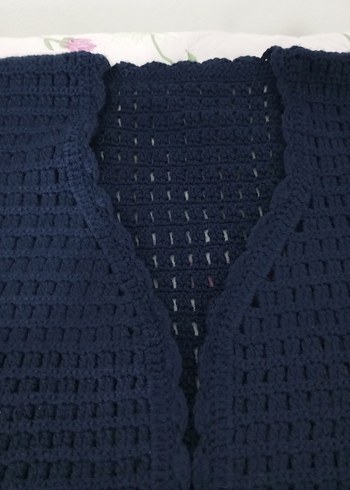 çiçek desenli lacivert kadın hırka - Görsel 2