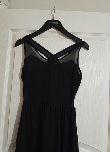 Abiye elbise tül siyah sade ve şık  - Görsel 3